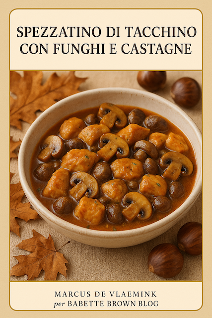In Cucina:  Spezzatino di tacchino con funghi e castagne