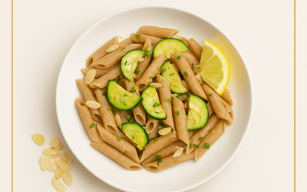 In Cucina con Marcus: pasta integrale con zucchine, limone e mandorle tostate