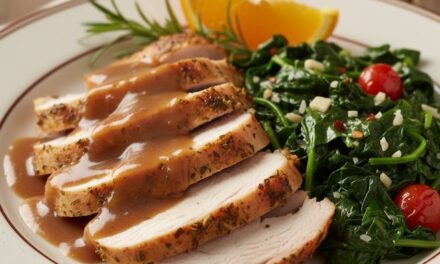 In Cucina: petto di tacchino agli agrumi con spinaci saltati