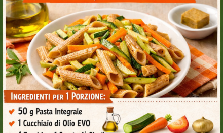 Pasta integrale con zucchine, carote e cipolla rosolata dolce