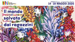 Un campo fiorito con alcuni ragazzini. Scritta: il mondo salvato dai ragazzini.