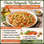 Pasta integrale “rustica” con sedano, carote e peperoni