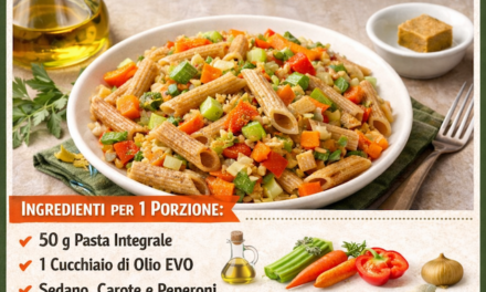 Pasta integrale “rustica” con sedano, carote e peperoni