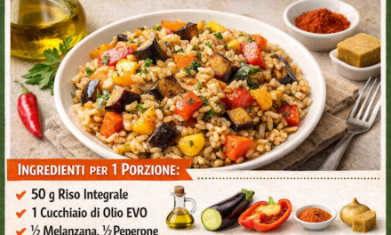 Riso integrale con peperoni e melanzane arrosto
