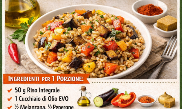 Riso integrale con peperoni e melanzane arrosto