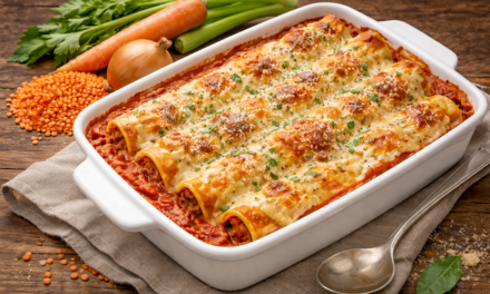 Cannelloni vegetariani con lenticchie rosse