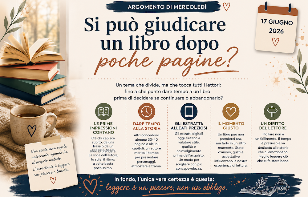 Mercoledì si discute: si può giudicare un libro dopo poche pagine?